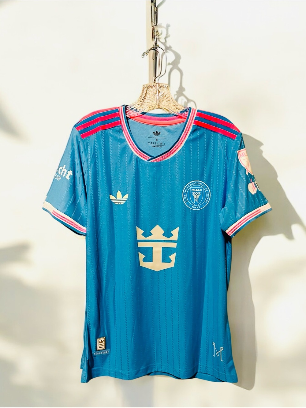 adidas Men’s Teal Soccer Jersey with Pink Trim